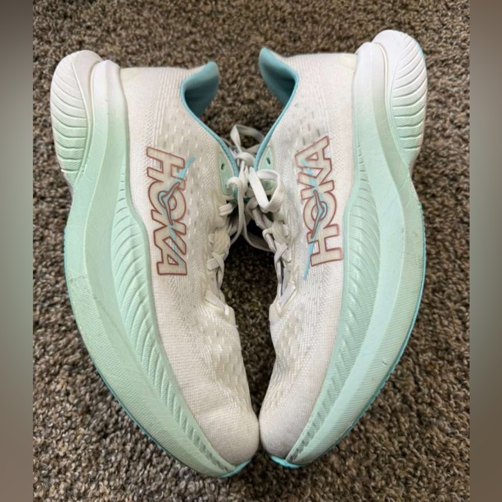 Hoka White Mint Athletic Running Shoes
